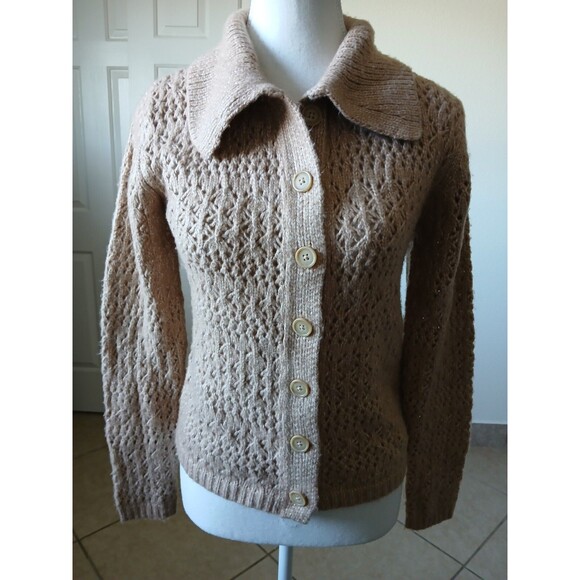 Joie Women’s Beige Knit Cardigan Sweater XS Button Up Collared Long Sleeve - Picture 2 of 16